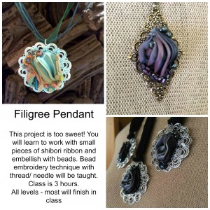 shibori silk pendant